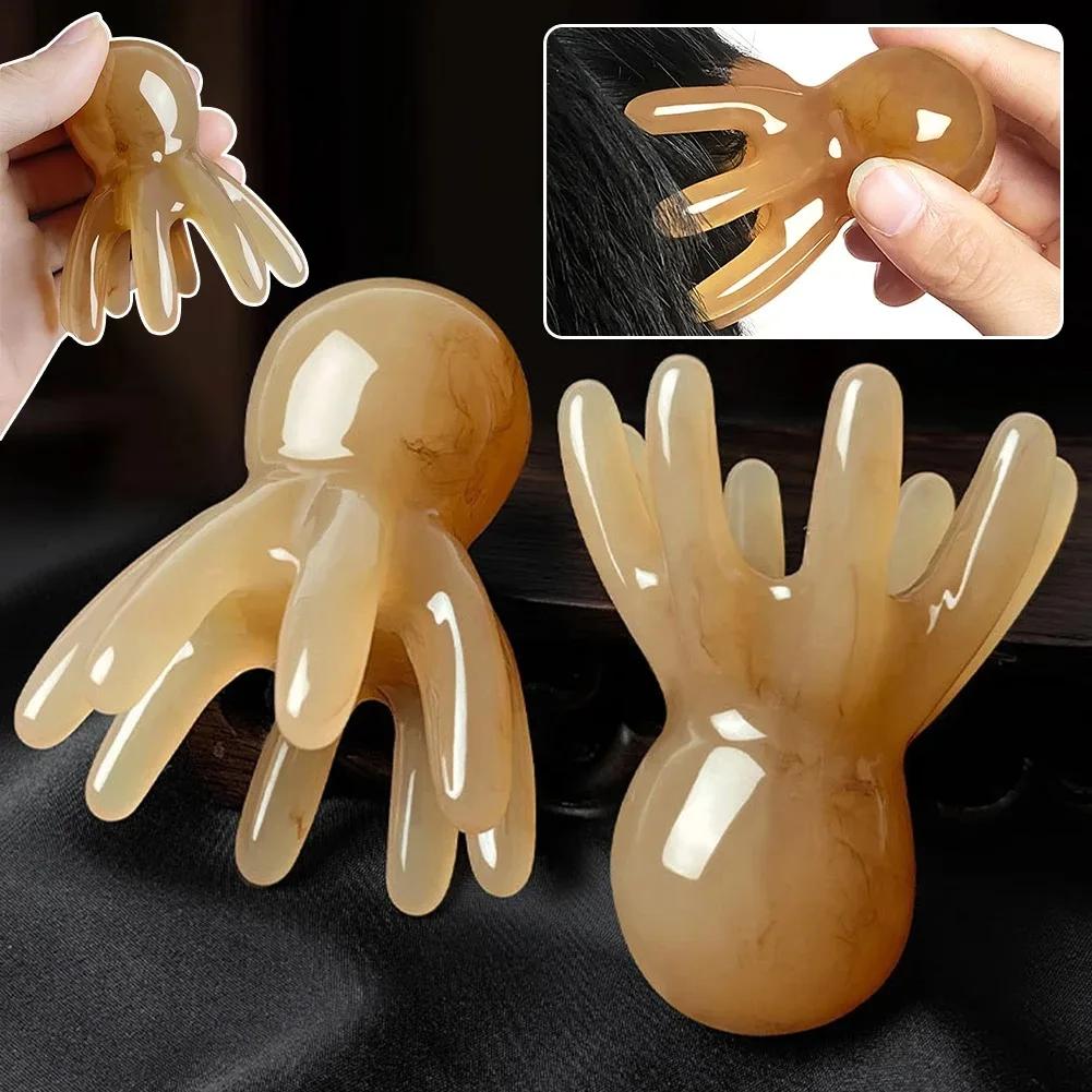 1/2PCS Portable Resin Octopus Massage Comb Head Massage Meridian Scalp Massager Tool Head SPA Massage Comb For Anti Fatigue