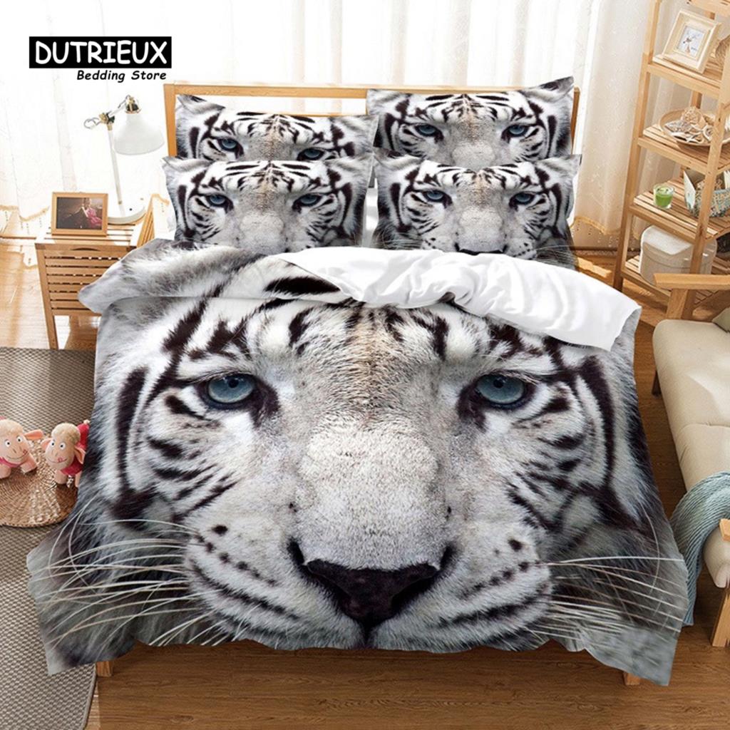 Tiger Digital Printing Bedding Set, Duvet Cover, 3D Bedding, Linen, Queen Size, Fashion Design