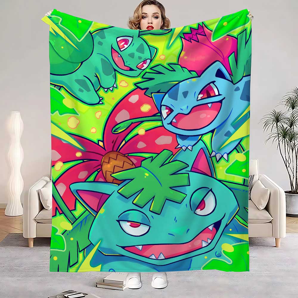 Decorative Sofa Blankets for Bed Po-ke-mons-Bulbasaurs Knee Blanket School Bedroom Decoration Home Bedspread the Throw Winter