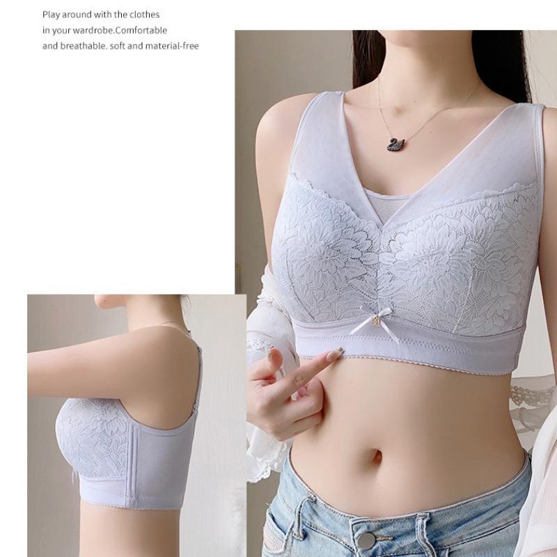 Big Breasts Show Small Underwear Women's Summer Thin Section Gathered Without Steel Ring Seamless Large Size Anti-glare and Anti-sagging Bra