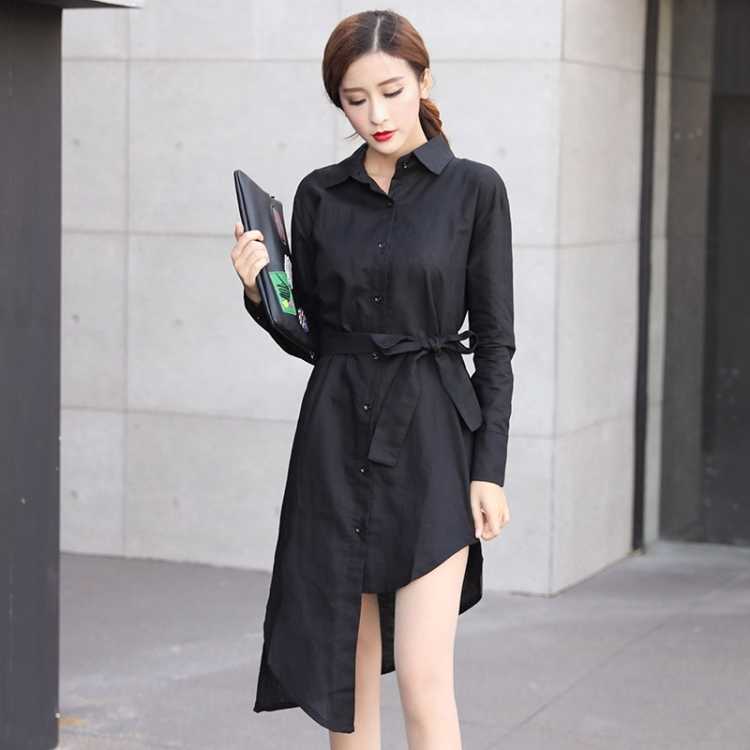 

Солнцезащитная рубашка, женская корейская свободная белая блузка средней длины, женское шикарное платье-рубашка с длинным рукавом 4XL