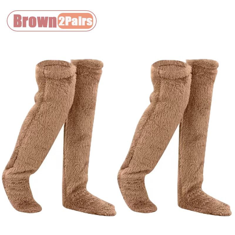 Xiaomi 1-4Pairs Women Over Knee Fluffy Socks Soft Plush Warm Thermal Leg Warmers Long Boots Socks for Home Indoor Floor Casual Winter
