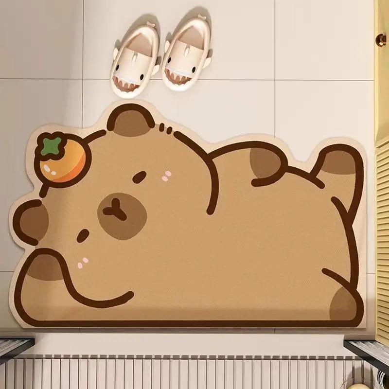 VIKAMA Cartoon Capybara Bathroom Mat Non-Slip, Wear-Resistant Home Decor Bathroom Mat Home Decoration