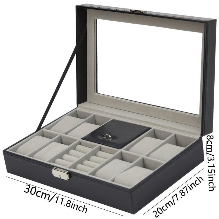 Delesys 2/3/4/5/6/8/9/10/12/20 Slots Household Multi Functional Watch And Jewelry Storage Box Pu Leather Watch Display Case