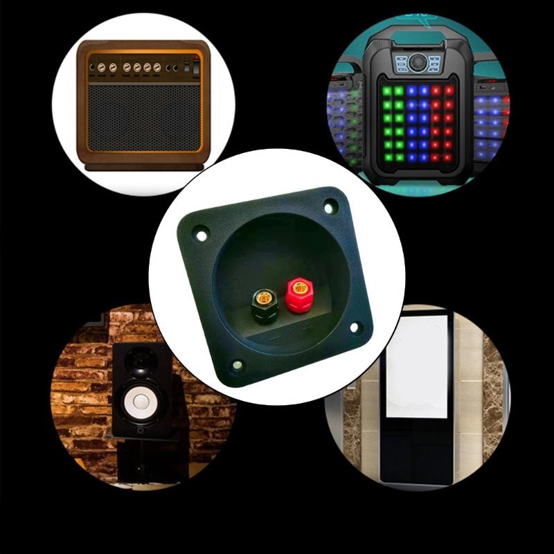 2 Way Speaker Box Clamp, DIY Home Car Stereoes Binding Post Square Spring Cup Connectors Speaker Junction Box Back Panel
