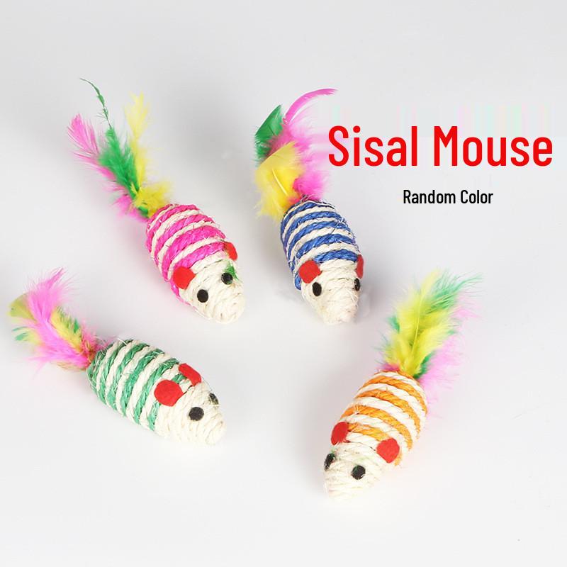 Cat Teasing Toy: Bite-Resistant Sisal Ball with Sound for Self-Play and Scratching