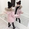 Down Padded Jacket Winter Girls Flower Baby Mid Length Cotton Coat Childrens Hooded Clothes