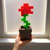 2pcs Pixel Rose Flower Ornament, 3D Printed Unique Flower Decoration, Plastic Flower Item Suitable for Bedside Table, Desktop