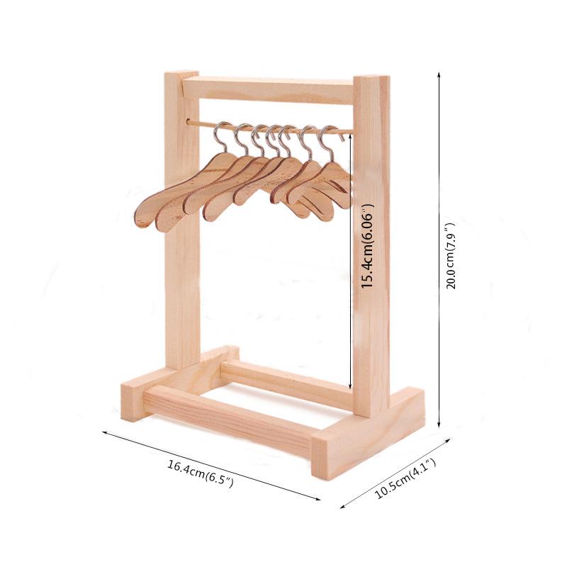 Mini Appendiabiti in Legno Appendiabiti Porta Sciarpe Vestiti per Bambole Giocattoli Morbidi Porta Sciarpe Organizzatore per Vestiti Appendiabiti per Bambole