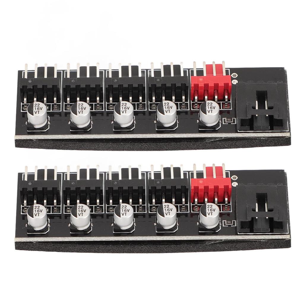 2PCS PWM Fan Hub 12V 4 Pin 5 Way Space Saving CPU Cooling Hub Controller with 3 Pin and 4 Pin Cable