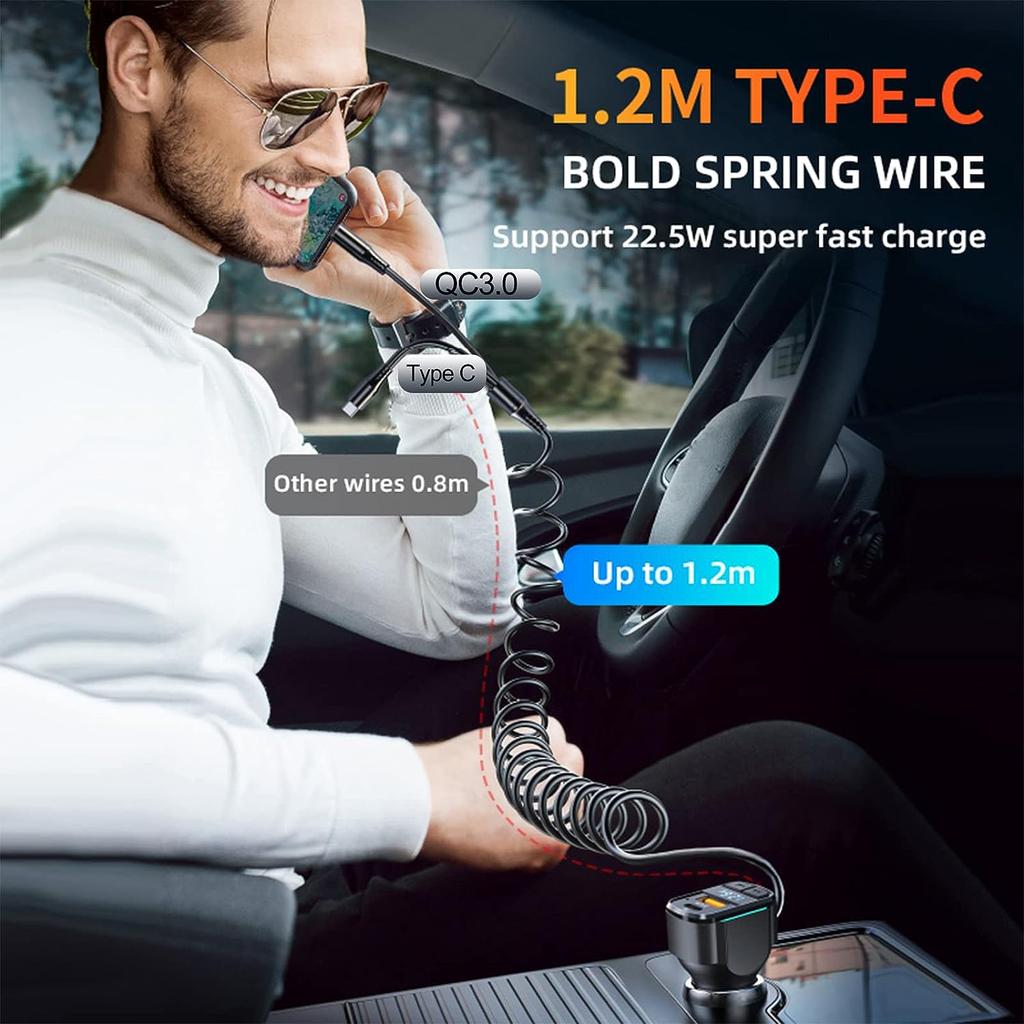 80W USB C Car Charger Cigarette Lighter and USB C Adapter, 3 Ports PD3.0 & QC3.0 Fast Car Charger Super Fast Charging with LED Voltmeter Car Device