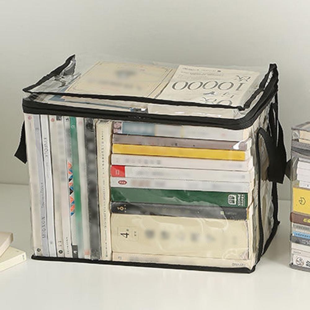 1PC Foldable Portable Book Storage Box Student Storage Bag Hd Transparent Large Capacity Workbook Storage Box