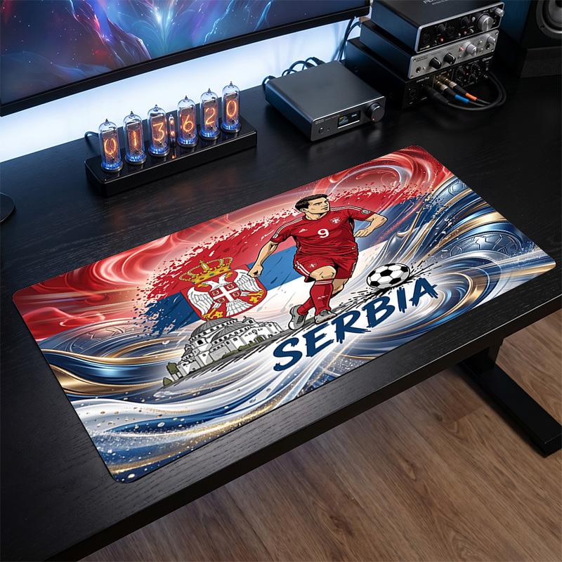 X2523==Serbia Crest Mouse Pad, Extended Non Slip Rubber Desk Mat for Gaming Office Laptop Fan Gift