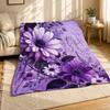 Purple Daisy Floral Coral Fleece Blanket