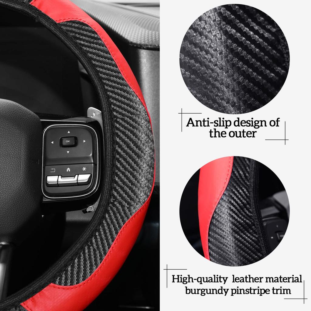30pc Car Steering Wheel Cover Gear Cover Handbrake Shoulder Guard Armrest Box Mat Line