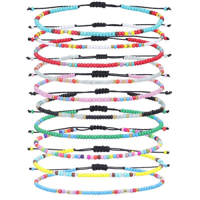 WTEMPO 10pcs Colorful Mini Beads Bracelets Set Summer Beach Surfing Bracelets Four Season Party Decorative Bracelet Gifts