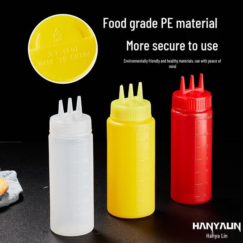 Large Capacity Food-Grade Japanese Three-Hole Squeeze Bottle - In Stock