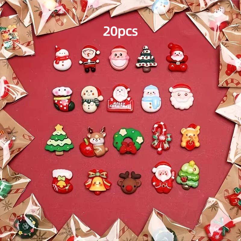 10/20/30/40/50Pcs Santa Claus Snowman Christmas Tree Decoration Children'S Toys For Gift Mixed Resin Christmas Fridge Magnets