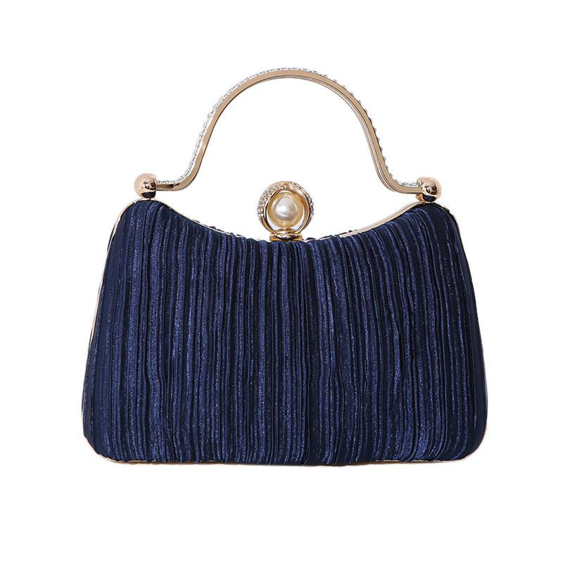 Pochette de soirée élégante en polyester avec plis ornés pour événements formels