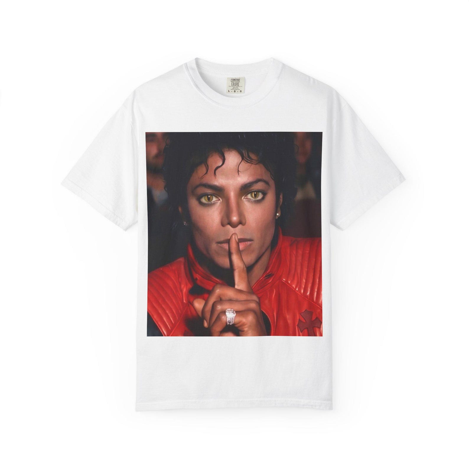 Michael Jackson Shushing Icon Portrait T-shirt | Retro Pop Music Graphic Tee L
