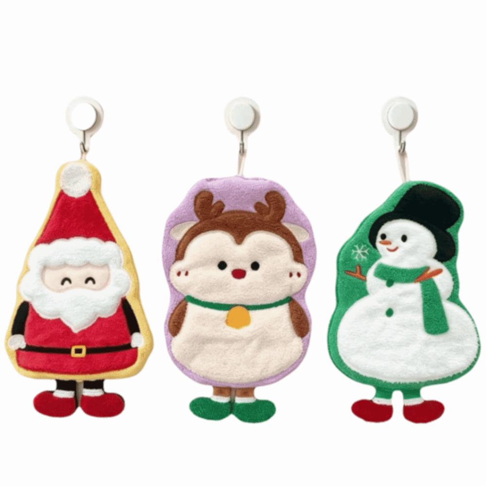 Water Absorption Santa Claus Hand Towel Coral Fleece Cleaning Dishcloths  Kitchen Bathroom