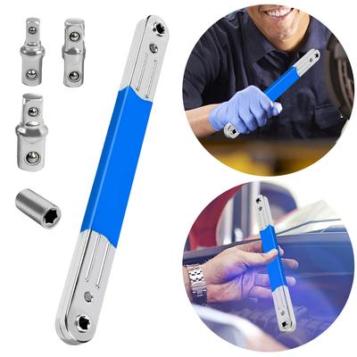 Impact Ready Ratchet Spanner & 1/2 1/4 3/8inch Adapters Offset Ratchet Spanner Tight Reach Extension Wrench Set for Small Place