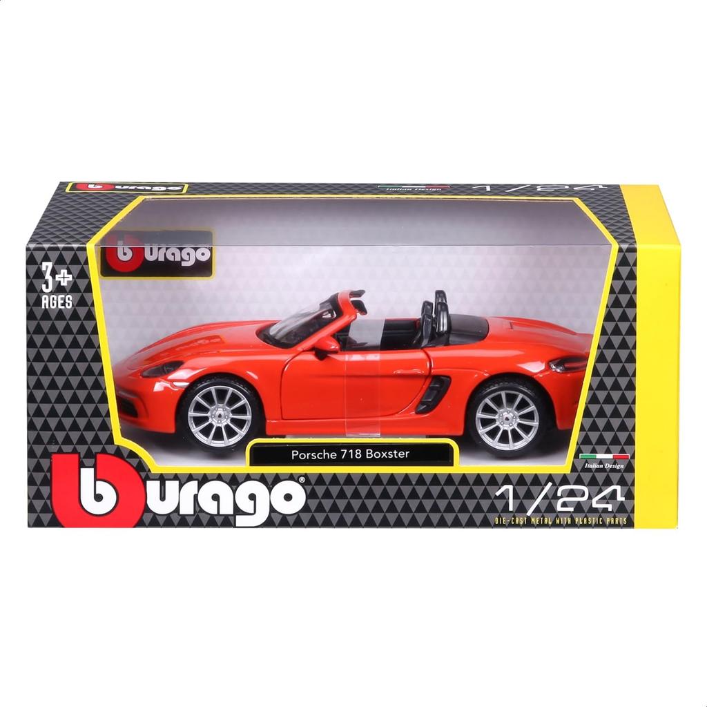 Bburago 1/24 Scale Porsche 718 Boxster Orange / Diecast Model Car, Finished Product, 18-21087 OG
