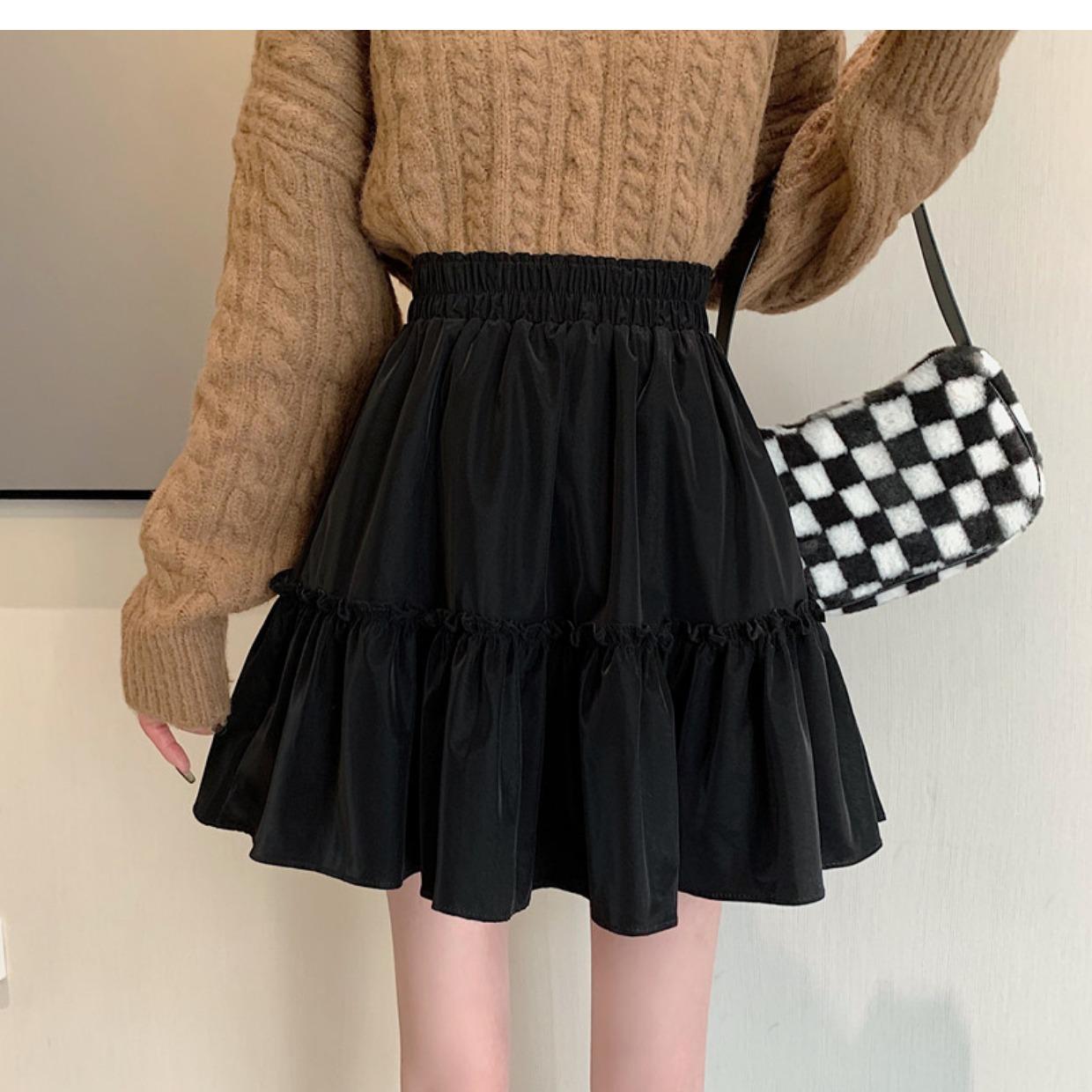 

2024 Summer White High-Waist Puffy Skirt for Women L чёрный