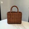 Rattan Woven Handmade Wicker Shopping Basket Multicolors PVC Home Vegetable Fruit Packing 24*14*18cm