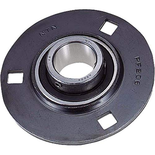 

NTN ASPF202 Light Duty Flange Bearing, 3 Bolts, Setscrew Lock, Non-Relubricatable, Contact Seals, Pressed Steel, Inch, 5-29/32 Bore, 2-1/2 Bolt Hole