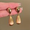 Water Drop Brushed Stud Earrings Medieval Vintage Temperament Earrings French Light Luxury Elegant Earrings