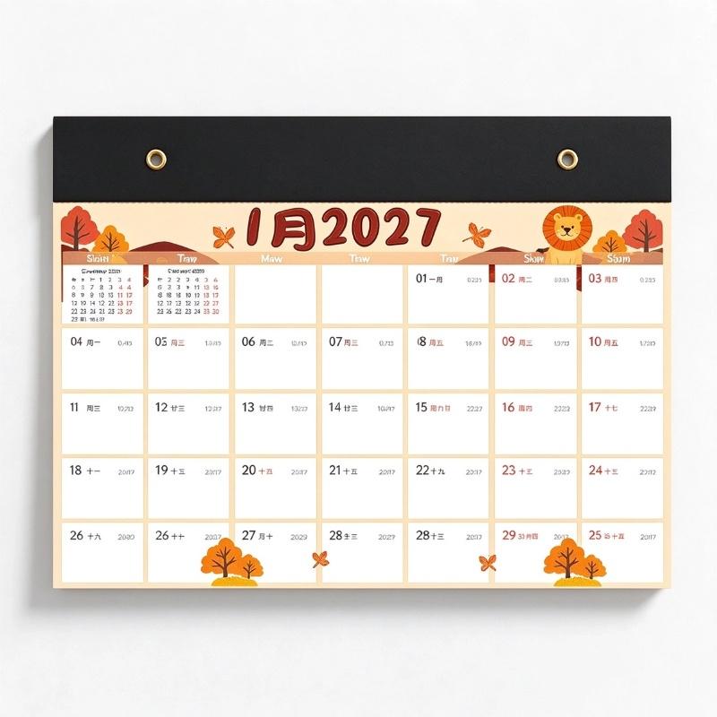 1 Set dickes Papier mit großem Schreibplatz 2027 Wandkalender mit festlichen Kunstseiten Jan.–Dez.. Für die tägliche Haushaltsplanung