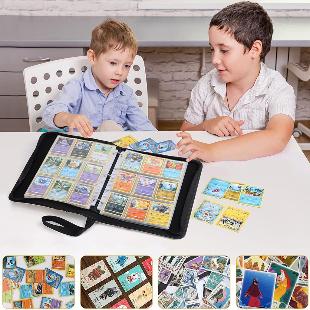 Card Card Sticker 9 Holds 900 Portable for Collecting Card Sheets and Other Game Cards File, Binder, File, Pockets, Cards, Zipper, (9 Pockets, Yellow)