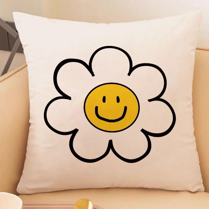 

Kaneng Подушка с улыбающимся лицом Диван Подушка для гостиной Прикроватная спинка Дрема Офис Поддержка поясницы Подушка-спинка Flannel 45x45cm double-sided [without pillow core]