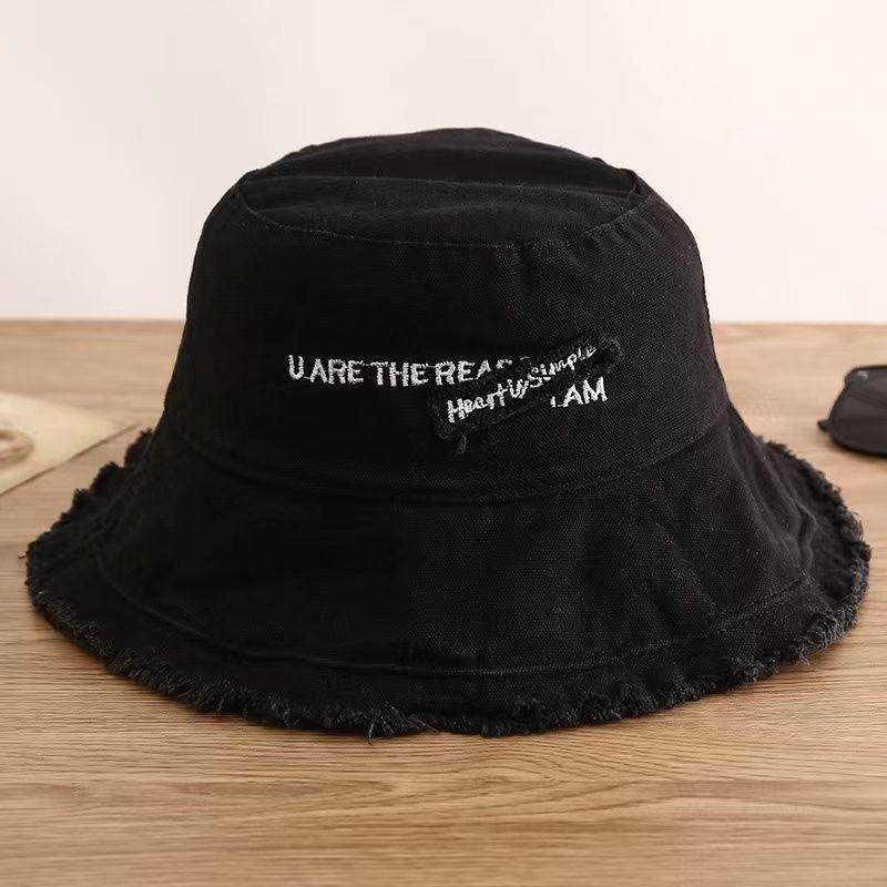 

Шляпа рыбака из парусины корейской версии с козырьком от солнца, большие полевые вымытые шляпы One size чёрный