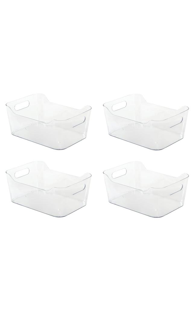 LuceLuce Refrigerator Storage Trays, Clear Baskets, Clear Boxes, Clear Cases for Refrigerator Storage [Set of 4 Large] 24.8cm X 17.9cm X 10.5cm