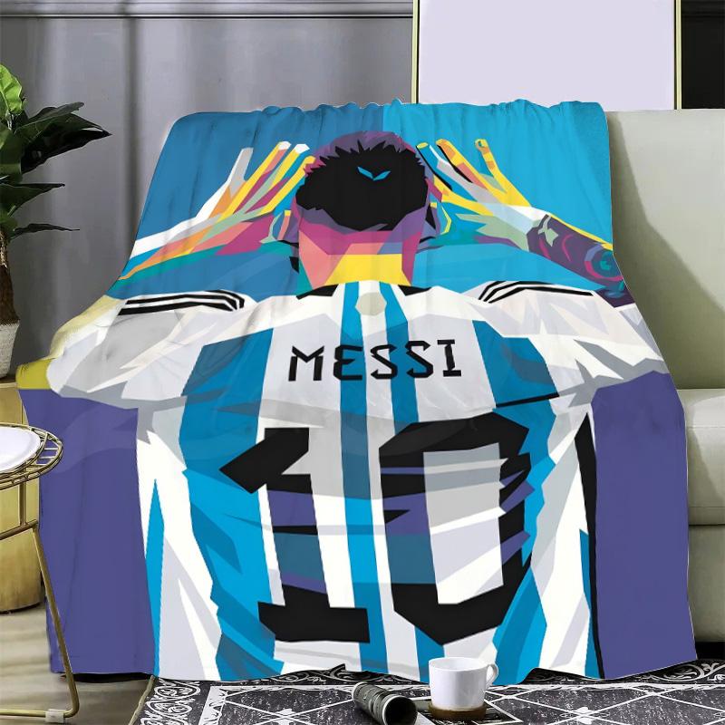 Football Star Printed Picnic Blankets R-ronaldo M-Messis Warm Blanket Soft and Comfortable Blanket Home Travel Birthday Gift