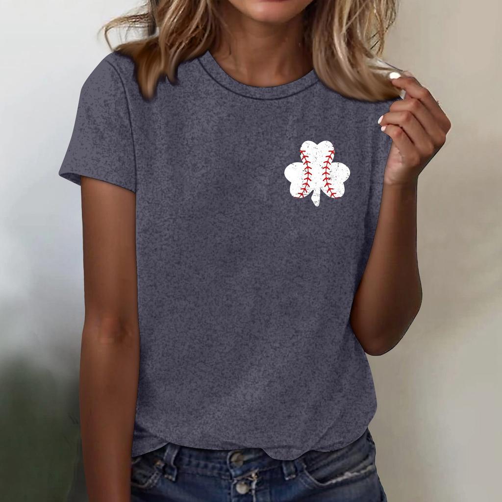 Women's T-shirt Casual Loose St. Patrick's Day Printed Crewneck Pullover Short-sleeved Top