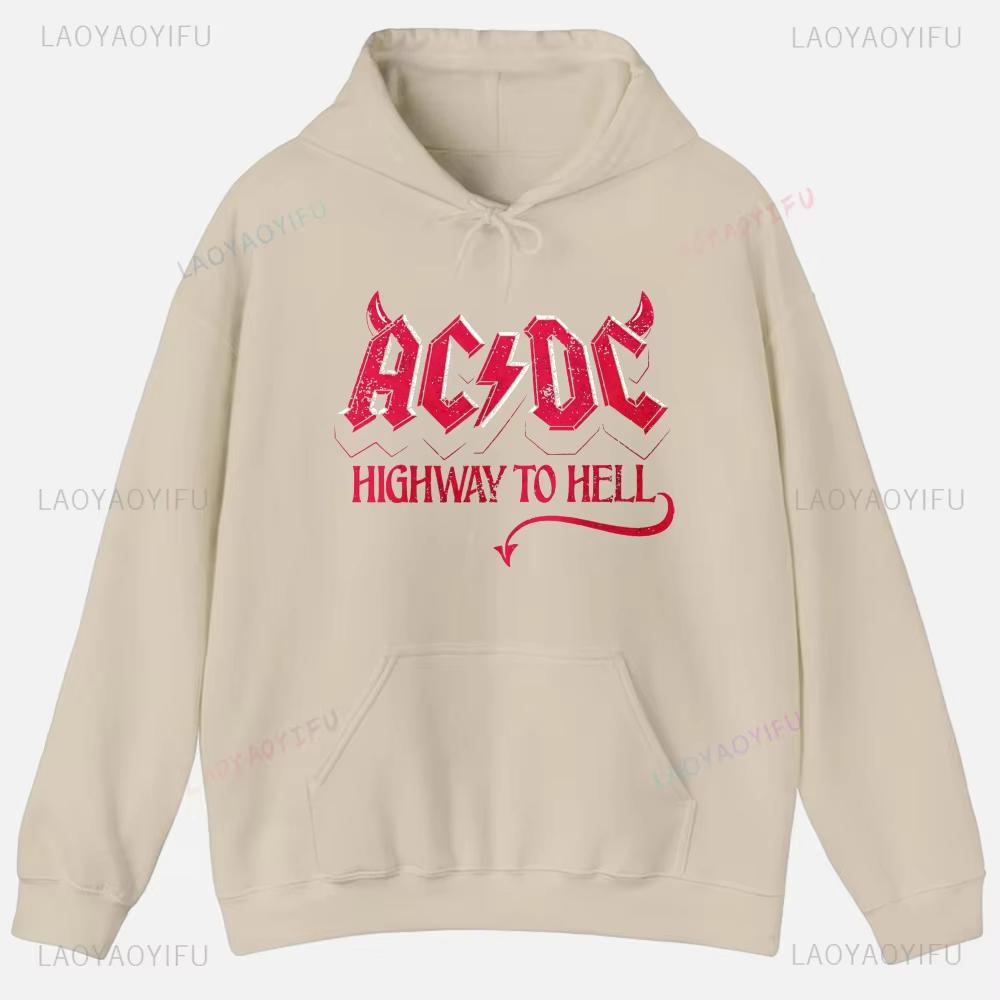 ACDC Printed Unisex Hoodie Plain Clothes Tops Women Long Sleeve Graphic Sweatshirt Quality Clothing Autumn Streetwear Custom Funny