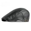 PU Leather Beret Hat for Men Women British Retro Style Winter Warm Thickened Flat Cap Fashion Newsboy Cabbie Hat Casual Duckbill Cap
