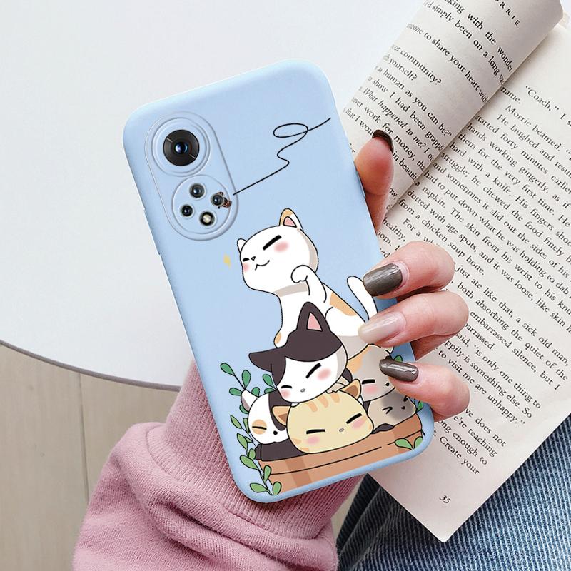 Flowers Funda For Honor 50 Capa Huawei Nova 9 Phone Case Soft Silicone Cute Cat Bear Back Cover For Honor X6a X6b X6c TPU Bumper