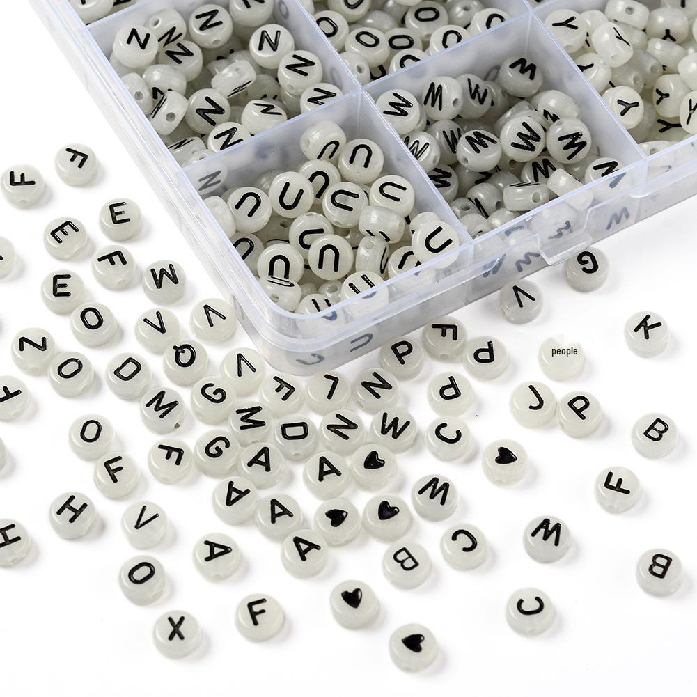 Luminous Heart & Letter Acrylic Beads Set