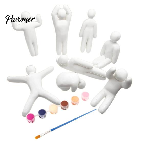 Creative Desktop Decorations 3D Printed Paintable Figurines, Unpainted Pure White Character Handmade Painting Collectibles Models, DIY Multi-Pose