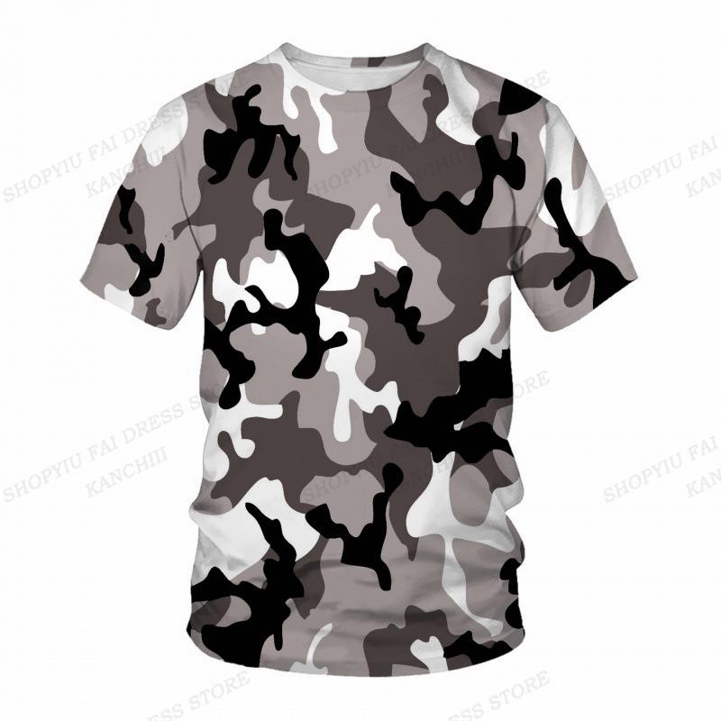 Sommer Camo T-Shirt Camouflage 3D Druck T-Shirt Herren Mode O-Ausschnitt Kurzarm T-Shirt Outdoor T-Shirt Kinder Oberteile Tee Fitness