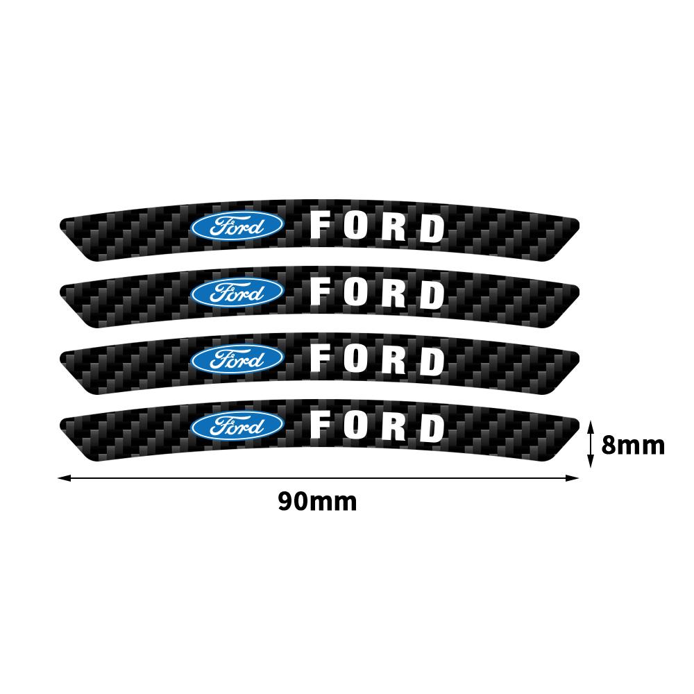4PCS Carbon Fiber Vinyl Car Wheel Rim Hub Sticker Auto Refit Center Cover For Ford 2 Shelby Fiesta Fusion Explorer Escape Mondeo