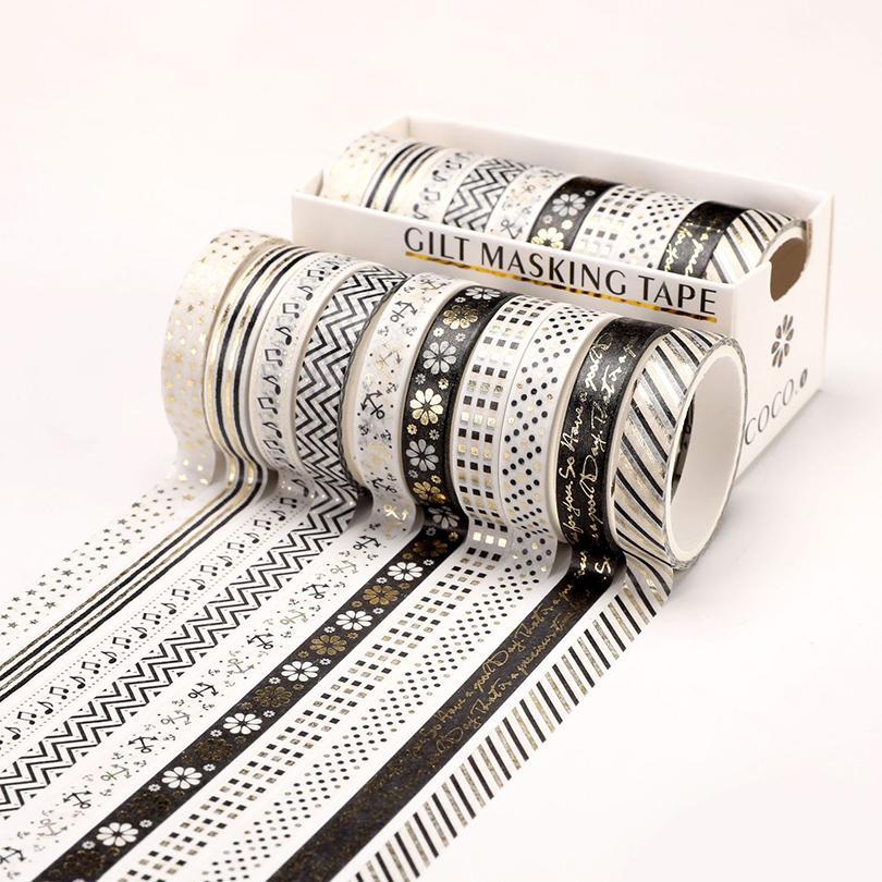 10 roliek Hviezdičková washi páska Dekoratívna lepiaca páska Školské pomôcky na zápisník Zlatá fólia Scrapbooking Kawaii písacie potreby Maskovacia páska