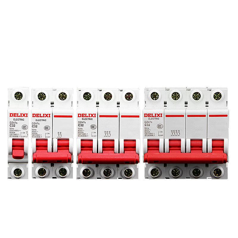 Delixi DZ47 Miniature Circuit Breaker: 1P/2P/3P/4P, 220V Single-Phase To 380V Three-Phase Air Switch for Household Use.