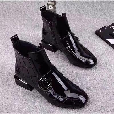 Autumn Women's New Short Boots Versatile British Style Anti Slip Footwear Chelsea Fashion Boots Ladies Square Toe Leather Shoes