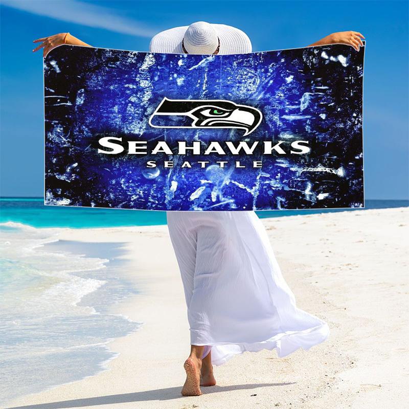 Seattle Seahawks Logo Print Beach Towel, Large Soft Quick Dry Towel for Beach Camping Swimming