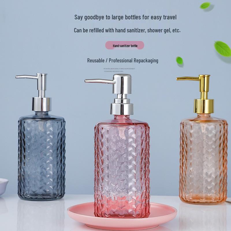 500ml European Style Refillable Glass Pump Bottle for Soap, Shampoo, Conditioner, or Shower Gel